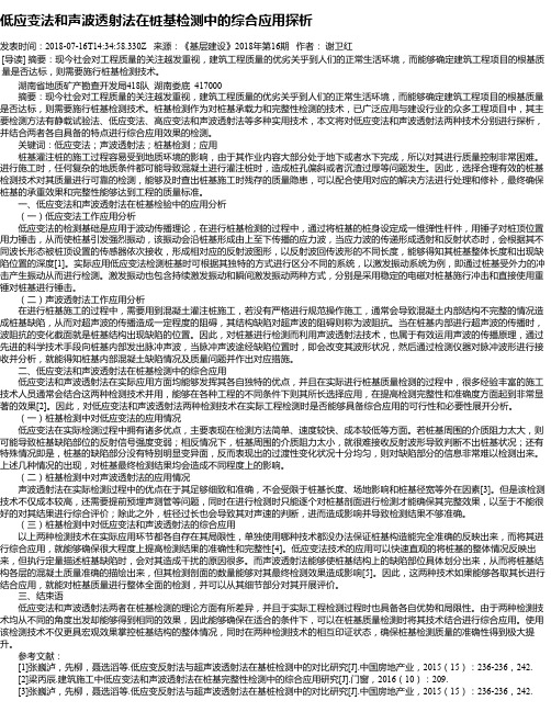 低应变法和声波透射法在桩基检测中的综合应用探析