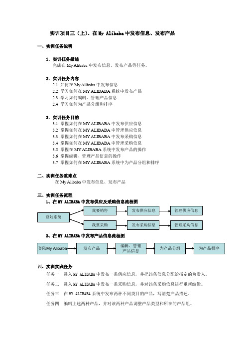 实训项目三(上)、在My Alibaba中发布信息、发布产品
