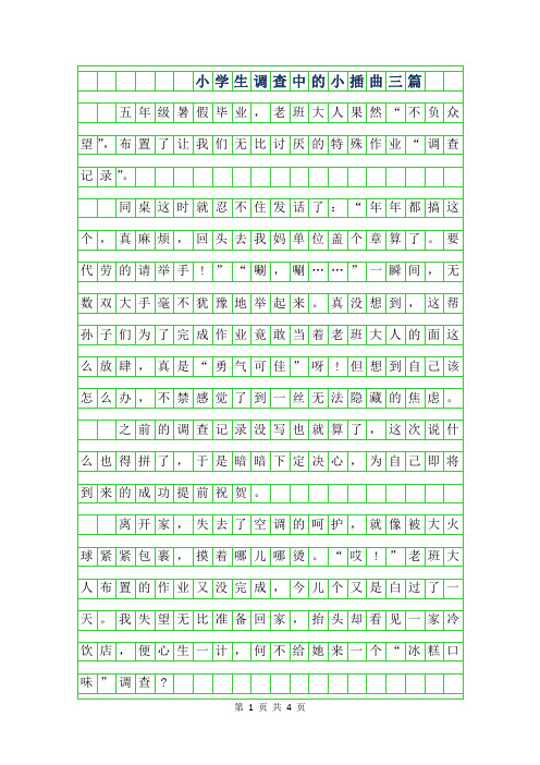 2019年小学生调查中的小插曲作文500字三篇