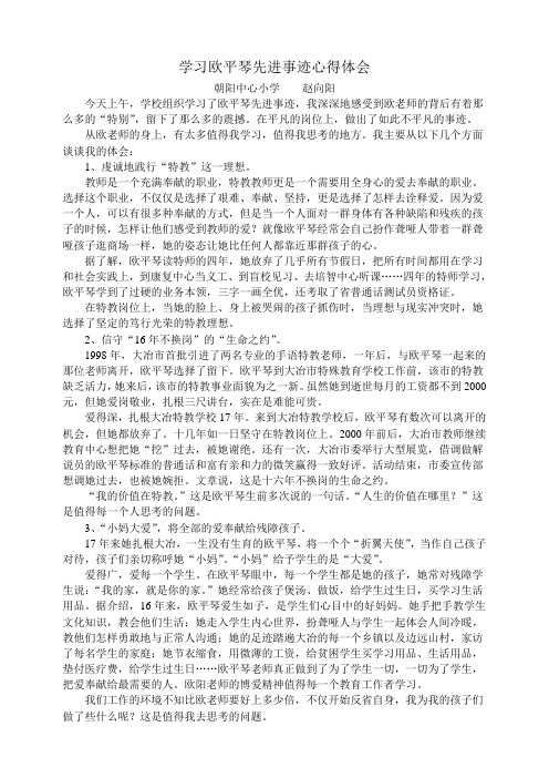 赵向阳 学习欧平琴 心得体会