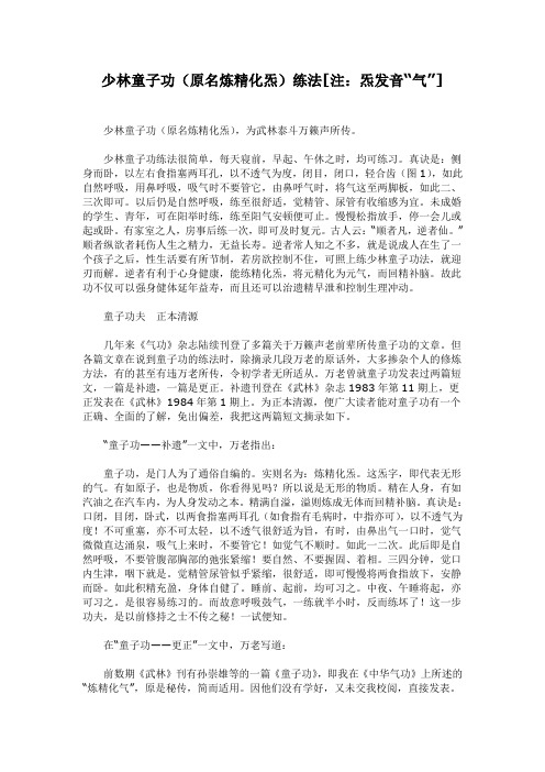 少林童子功(原名炼精化炁)练法[注：炁发音“气”]