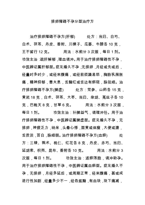 排卵障碍不孕分型治疗方