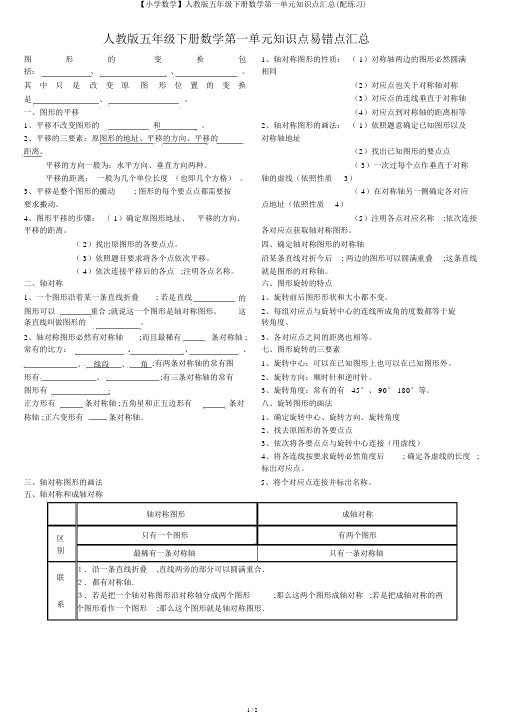 【小学数学】人教版五年级下册数学第一单元知识点汇总(配练习)