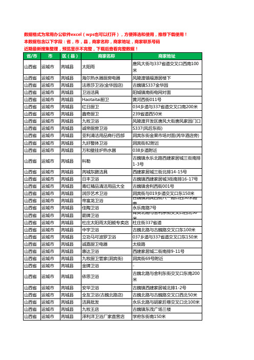 2020新版山西省运城市芮城县卫浴工商企业公司商家名录名单黄页联系电话号码地址大全62家