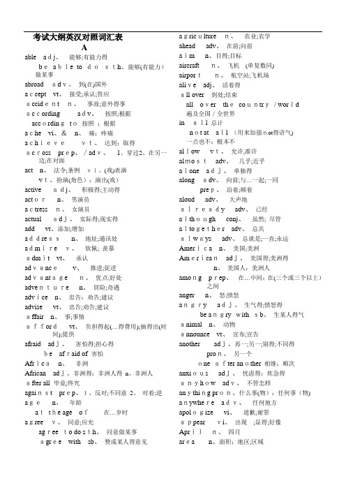 北京高考英语词汇