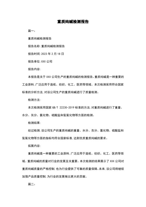 重质纯碱检测报告