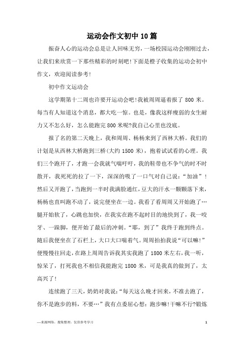 运动会作文初中10篇