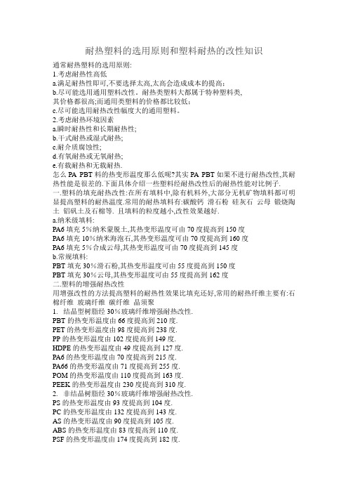 耐热塑料的选用原则和塑料耐热的改性知识