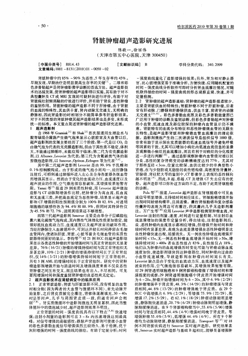肾脏肿瘤超声造影研究进展