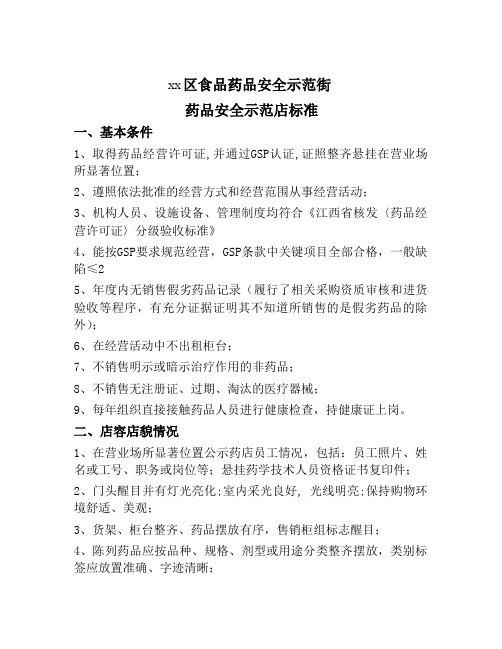 药品安全示范店标准