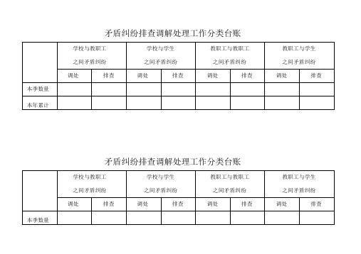 学校矛盾纠纷排查调解处理工作分类台账
