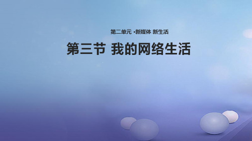 19八年级道德与法治上册 第二单元 新媒体 新生活 第三节《我的网络生活》 湘教版