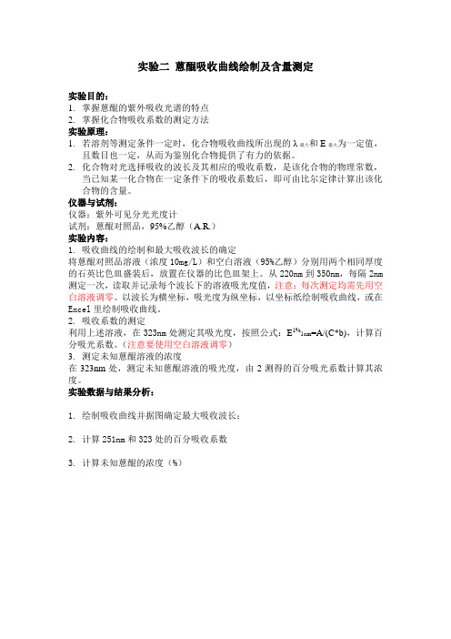 实验二 蒽醌吸收曲线绘制及含量测定