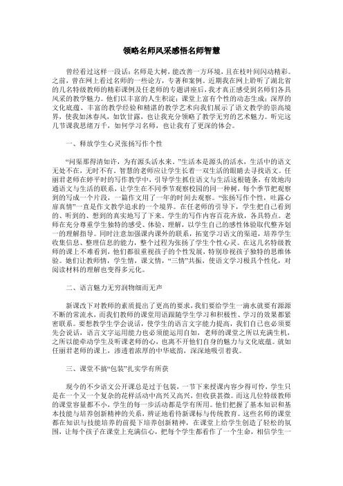 领略名师风采感悟名师智慧