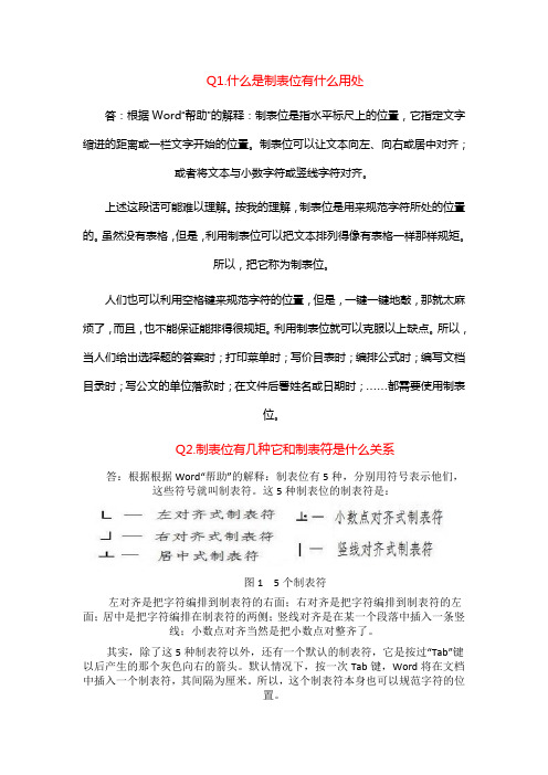 word制表符使用介绍