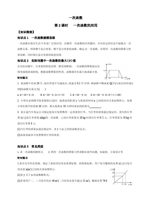 中考数学专项复习一次函数的应用