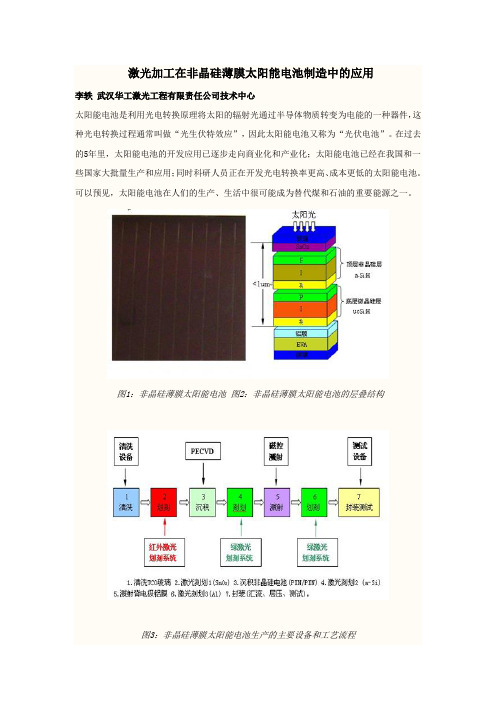 激光加工在非晶硅薄膜太阳能电池制造中的应用