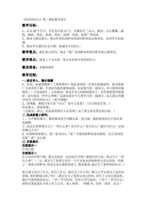 13.钓鱼的启示(第一课时)教案