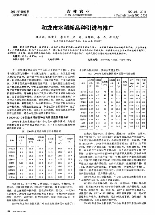 和龙市水稻新品种引进与推广
