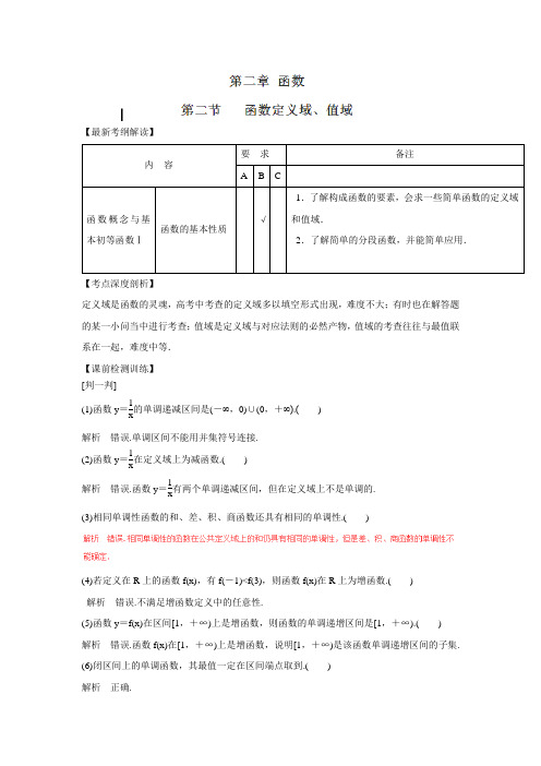 高考数学一轮复习讲练测(江苏版)：专题2.2 函数定义域、值域(讲)(含答案解析)
