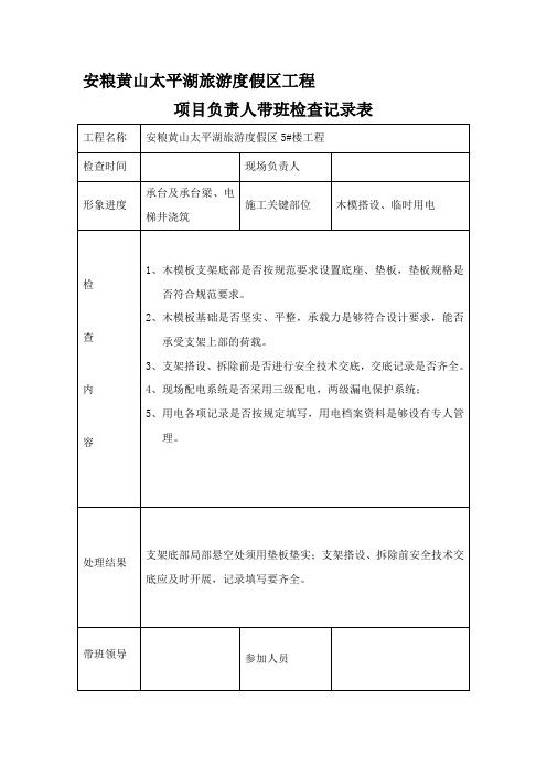 项目负责人带班检查记录