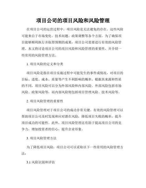 项目公司的项目风险和风险管理