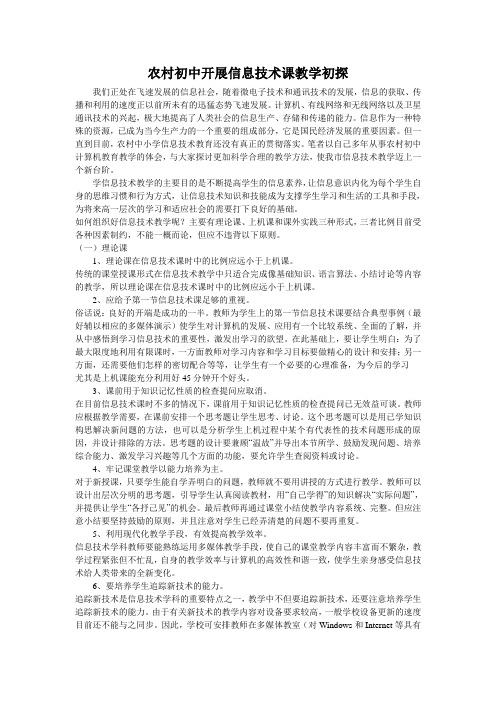 农村初中开展信息技术课教学初探