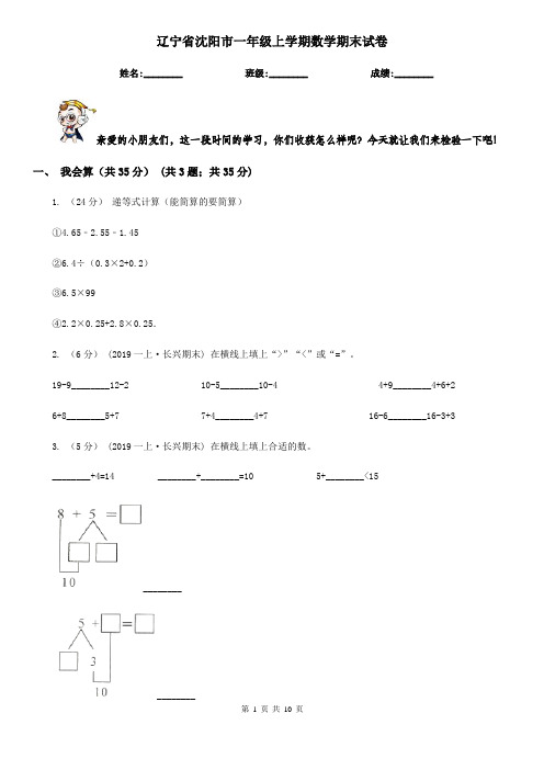 辽宁省沈阳市一年级上学期数学期末试卷