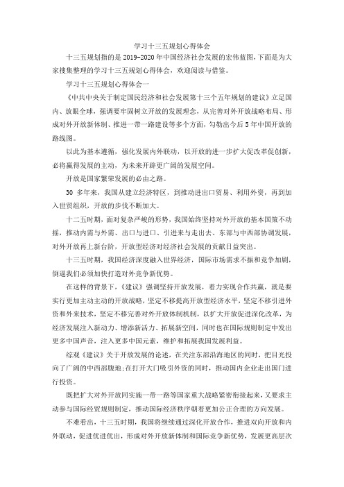 最新-学习十三五规划心得体会 精品