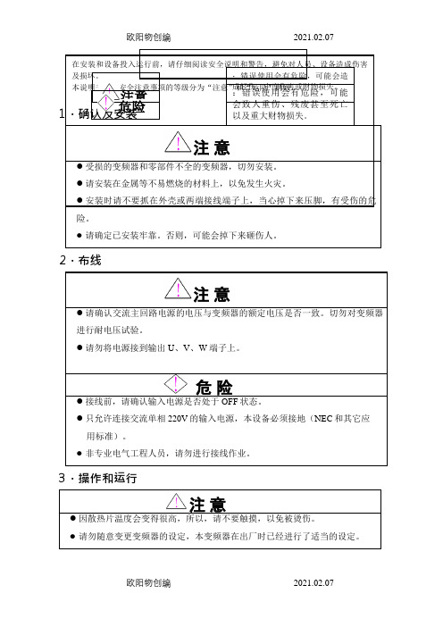 ACVF门机变频器调试说明介绍模板(中文版)之欧阳物创编