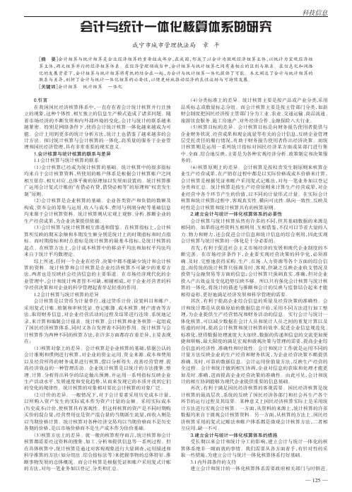 会计与统计一体化核算体系的研究章平