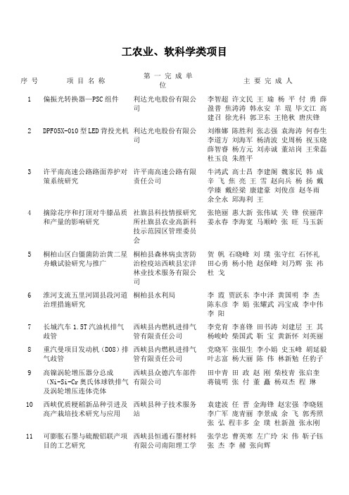 工农业、软科学类项目