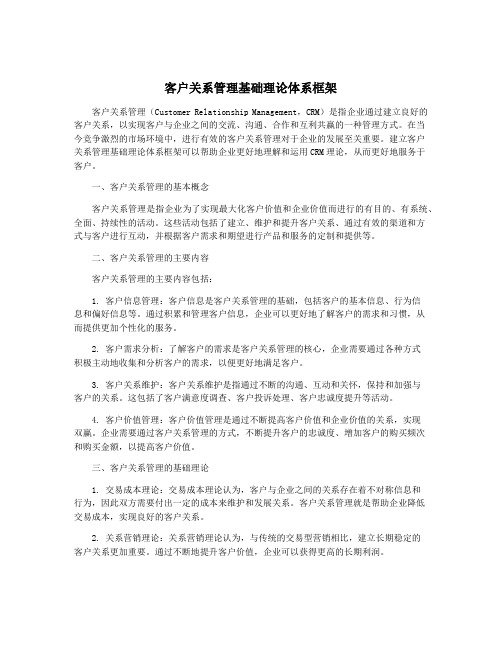 客户关系管理基础理论体系框架