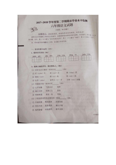 【5套打包】翼教版小学六年级语文下期末考试单元测试卷(含答案解析)