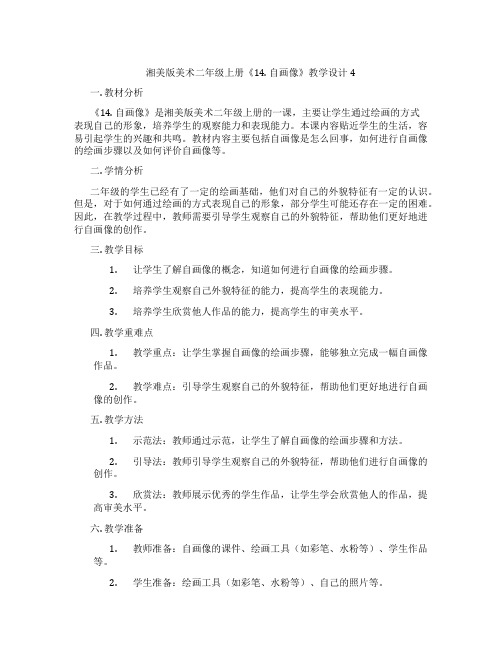 湘美版美术二年级上册《14. 自画像》教学设计4