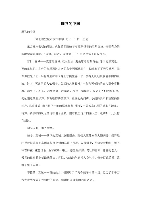 腾飞的中国_初中初一作文900字