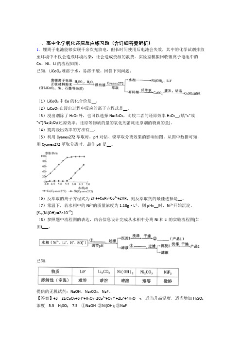 高考化学压轴题专题复习—氧化还原反应的综合及答案解析