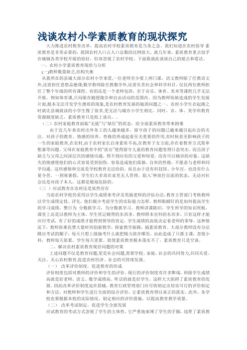 浅谈农村小学素质教育的现状探究