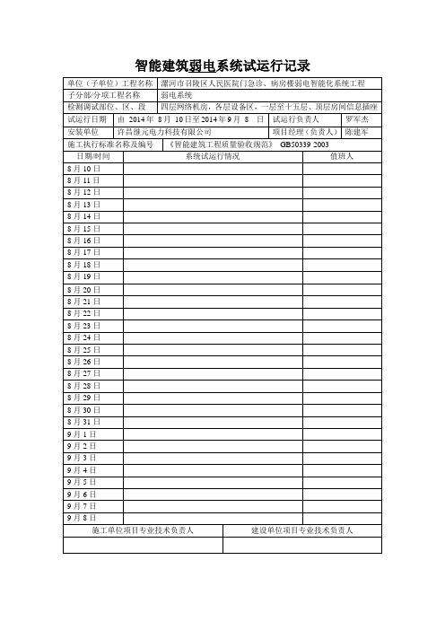 1智能建筑试运行记录