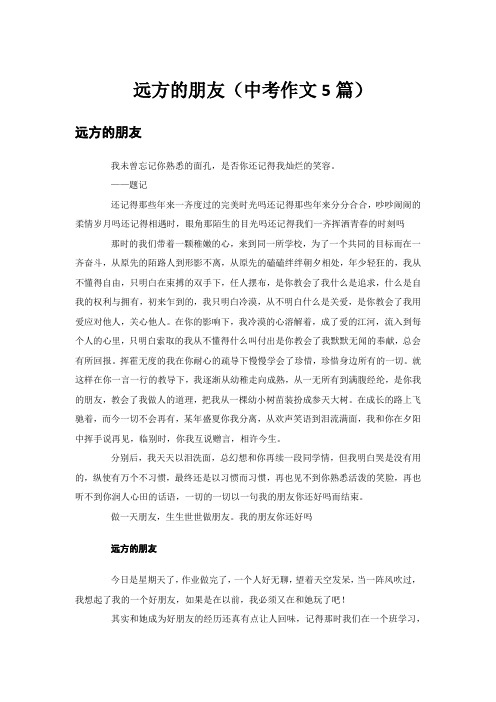  远方的朋友(中考作文5篇)
