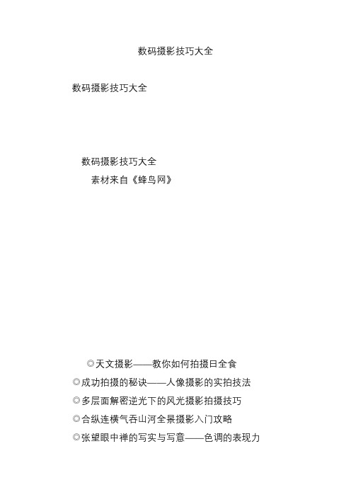 数码摄影技巧大全