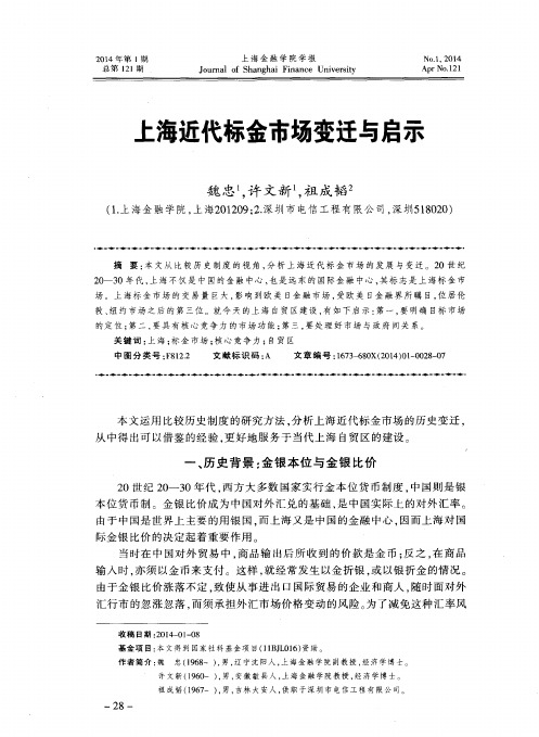 上海近代标金市场变迁与启示