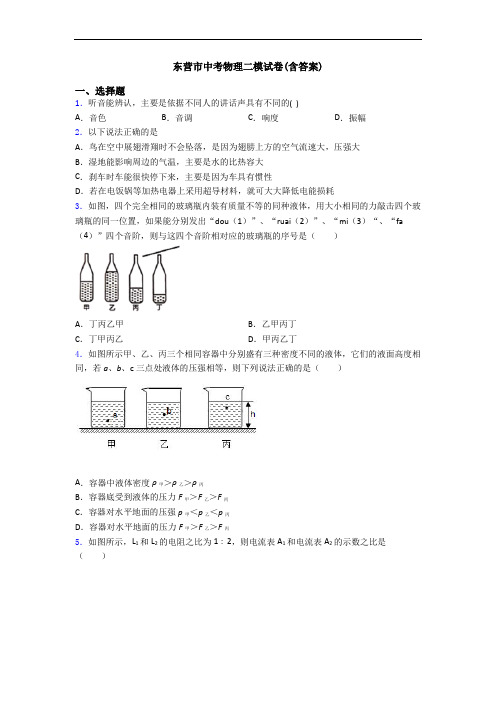 东营市中考物理二模试卷(含答案)