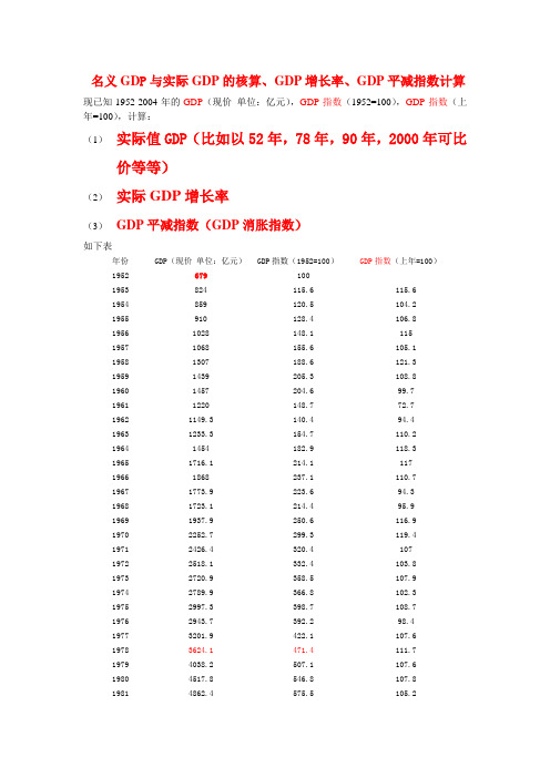 名义GDP换算成实际GDP
