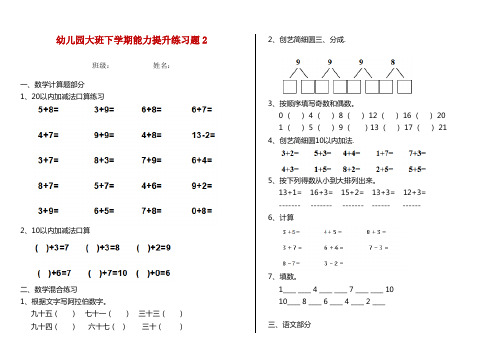 幼儿园大班下学期能力提升练习题2