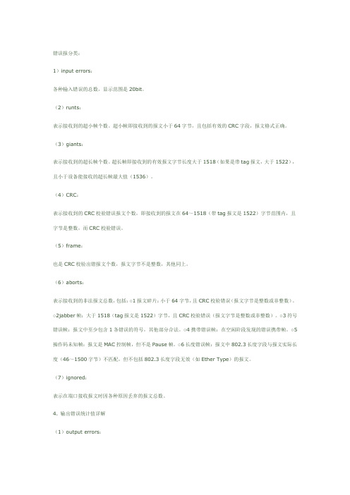 交换机端口错误包类型