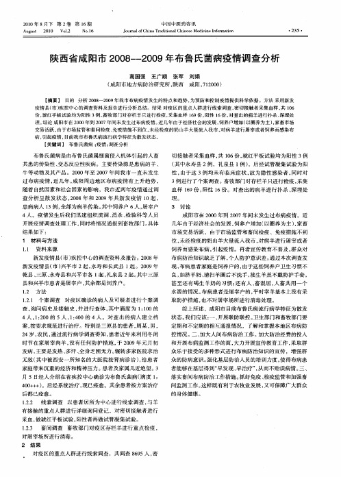 陕西省咸阳市2008——2009年布鲁氏菌病疫情调查分析