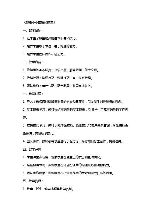 《我是小小推销员教案》