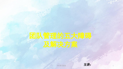 团队管理的大障碍及解决方案课件