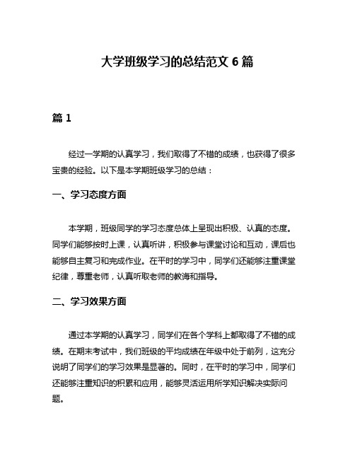 大学班级学习的总结范文6篇